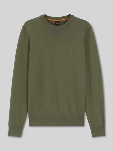 Sweter z dzianiny o kroju regular fit z mieszanki bawełny i kaszmiru Boss Orange khaki