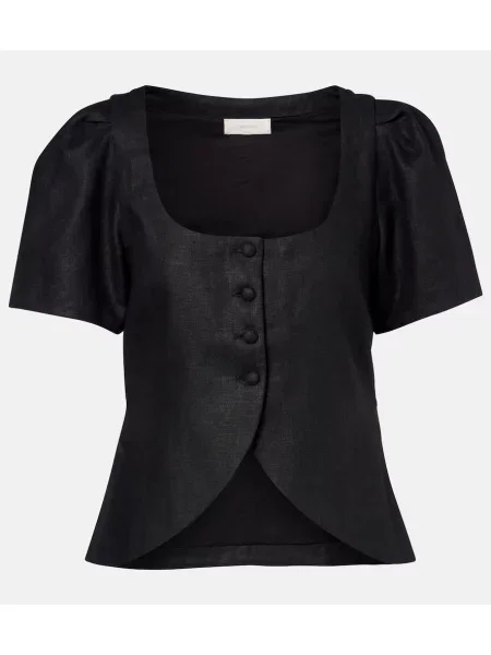 Lniany top Faithfull czarny