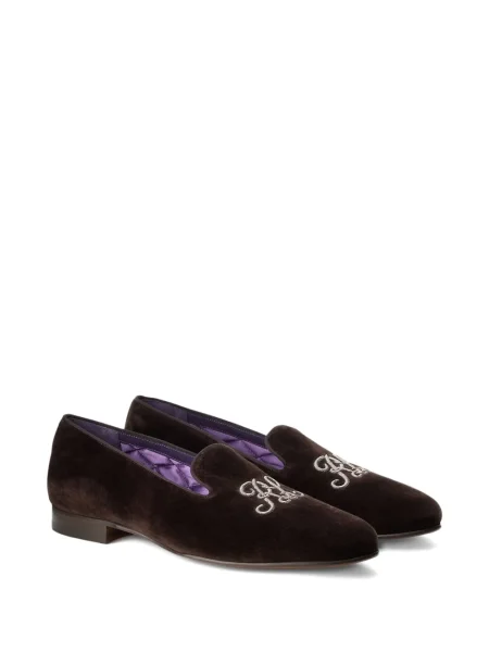 Домашни пантофи Ralph Lauren Purple Label бродирани виолетово