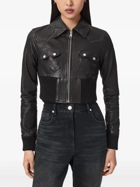 Geanta de piele Allsaints negru