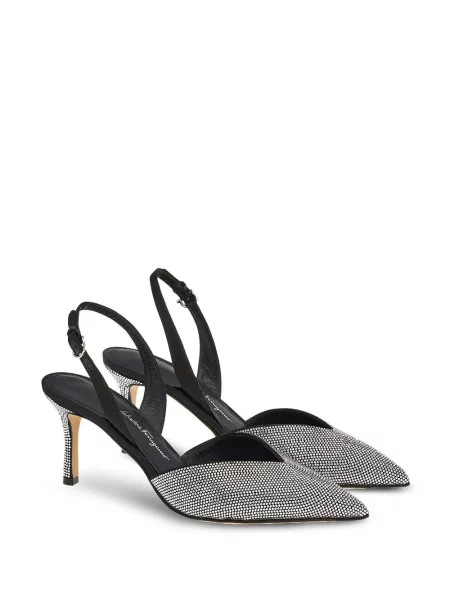 Bateliai Ferragamo slingback su kristalais juoda