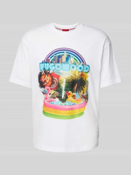T-shirt z nadrukiem z logo model ‘Duwood’ Hugo biała