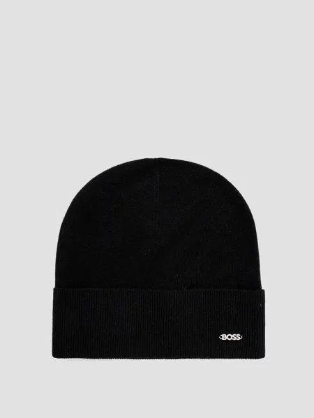 Шерстяная шапка Boss черная
