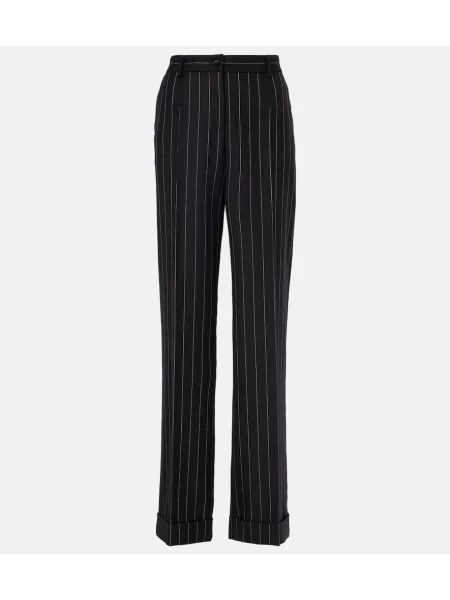 Pantaloni Dolce&gabbana de lână cu dungi negru
