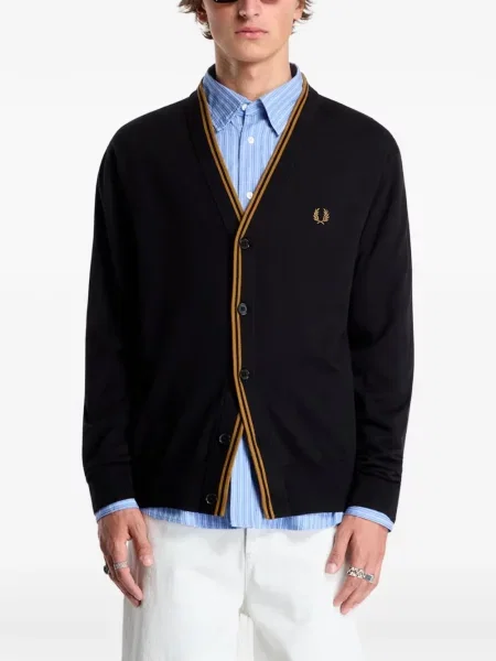 Cardigan Fred Perry cu broderie negru