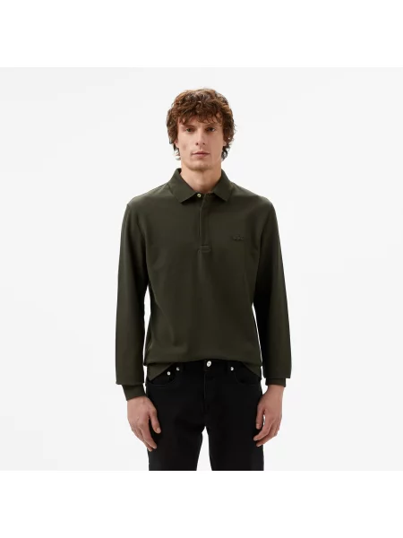 Lacoste Paris Regular Fit Khaki Koszulka Polo Z Długim Rękawem zielona