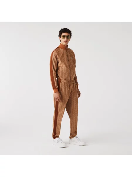 Lacoste Spodnie Dresowe Z Nadrukiem Monogramu brązowe