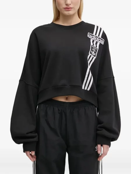 Polo Adidas o krotszym kroju z dekoltem w serek z nadrukiem białe