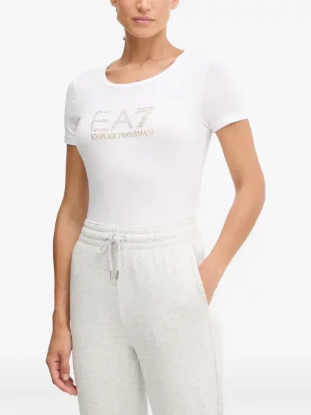 Tricou Ea7 Emporio Armani cu tepi alb
