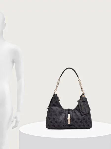 Кожаная сумка хобо Guess