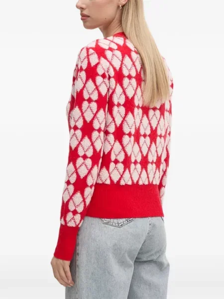 Pulover Benetton cu motiv cu inimi roșu