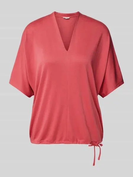 T-shirt o kroju relaxed fit z rękawami nietoperzami Tom Tailor czerwona