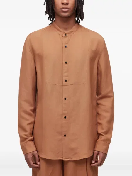 Риза Osklen със стояща яка кафяво