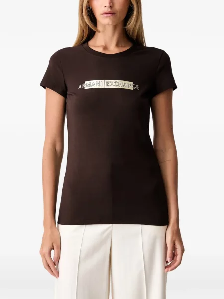 Scurt tricou Armani Exchange cu imagine maro