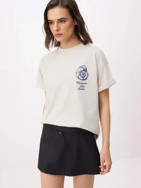 Trendyol Tricou albastru / deschis gri