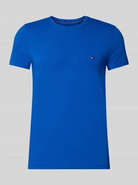 T-shirt o kroju slim fit z mieszanki bawełny Tommy Hilfiger niebieska
