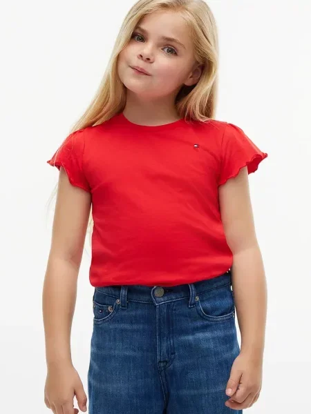 Tommy Hilfiger tričko detské s bavlnou červená