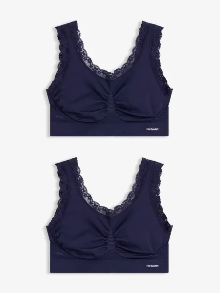 Biustonosz bezszwowy bustier z kolekcji Feel Comfort 2 szt. niebieski