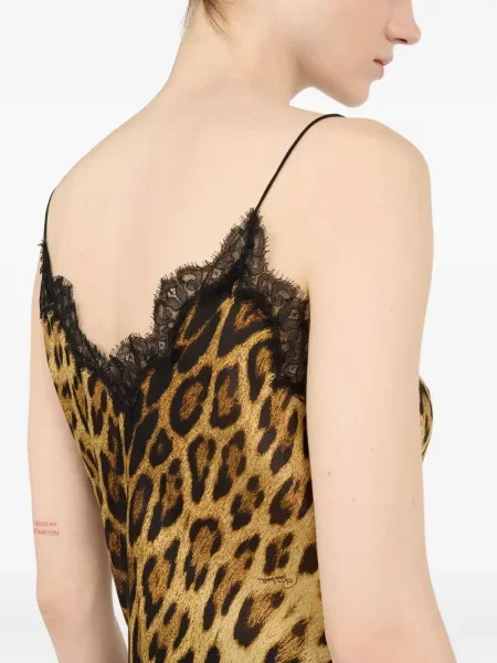 Top Roberto Cavalli cu imagine cu imprimeu animal print maro