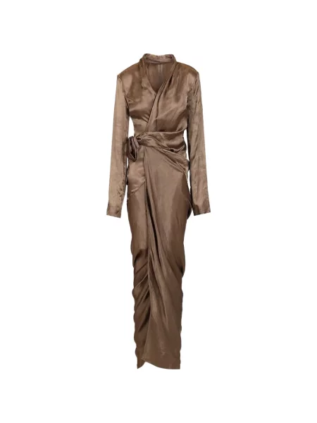 Rochie maxi Rick Owens cu legături lungă de costum maro