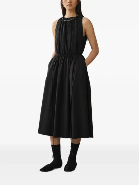 Rochie midi Less fără mâneci cu cordon negru