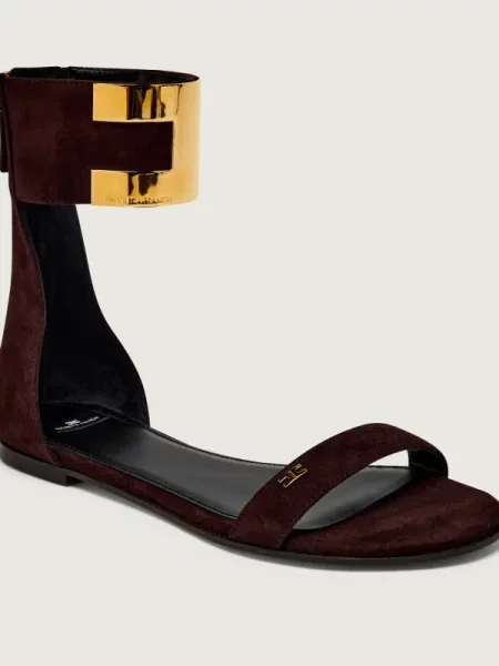 Elisabetta Franchi Sandale | piele întoarsă maro