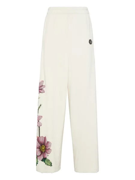 Pantaloni Philipp Plein cu broderie cu model floral