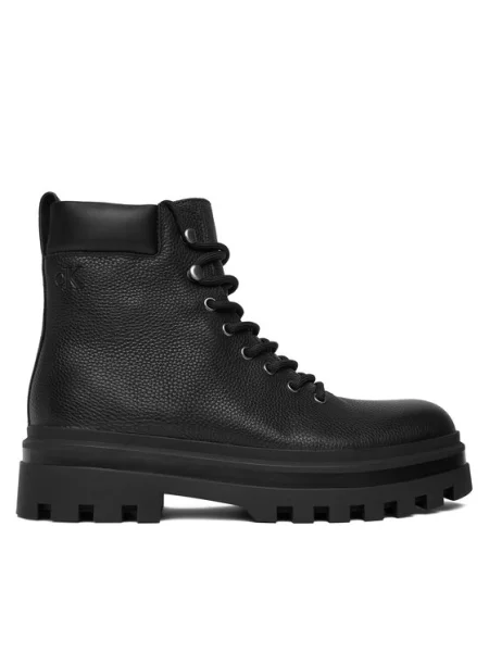 Calvin Klein Jeans Gležnjarji Lugged Hiking Lace Up Lth črna