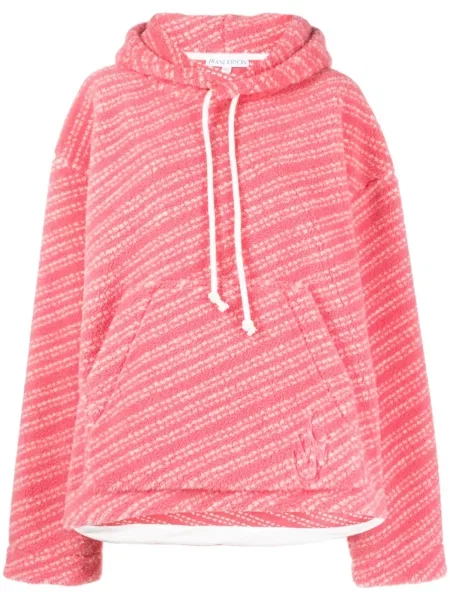 Hanorac cu glugă Jw Anderson cu broderie din fleece roz
