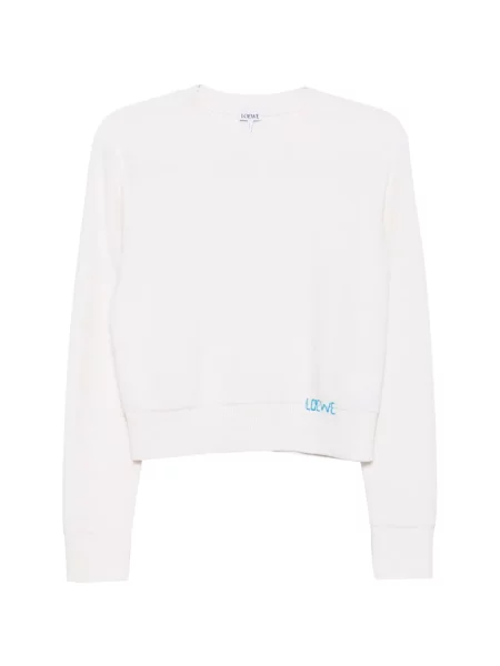 Hanorac Loewe cu broderie de lână alb