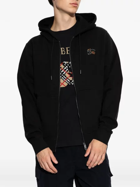 Суичър с качулка Burberry бродиран черно