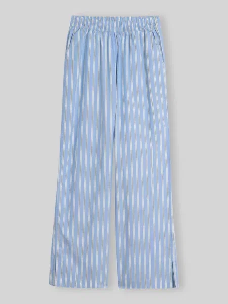 Spodnie z szerokimi nogawkami z czystej bawełny Tom Tailor Denim błękitne
