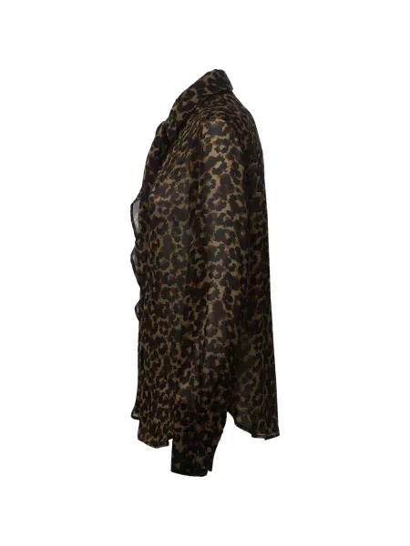 Bluză Robert Friedman cu funde cu model leopard maro