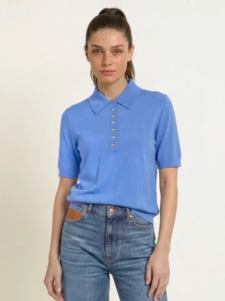 Maje Koszulka Polo Z Dzianiny blau niebieska