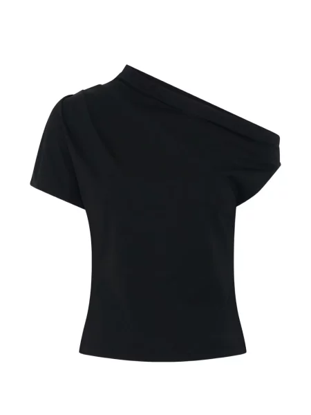 Tricou Anna Quan drapate cu un umăr gol negru