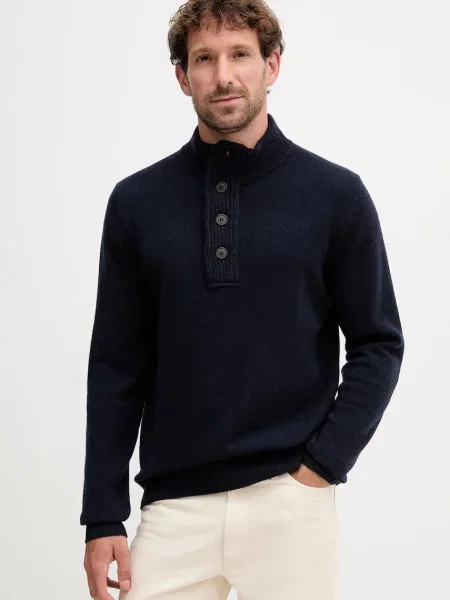 Barbour pulover de lână bleumarin cu turtleneck