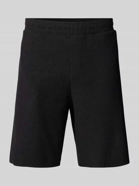 Szorty z dzianiny dresowej o kroju regular fit z fakturowanym wzorem Review czarne
