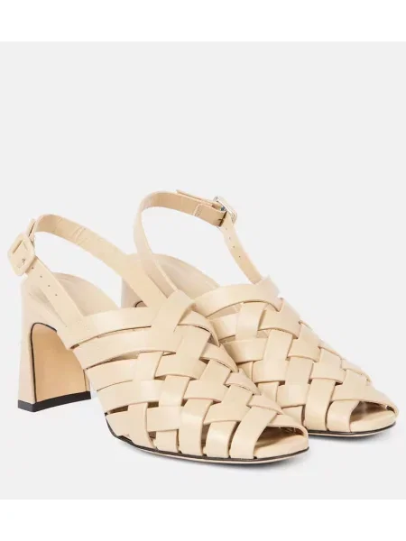 Pantofi cu toc Souliers Martinez din piele slingback bej