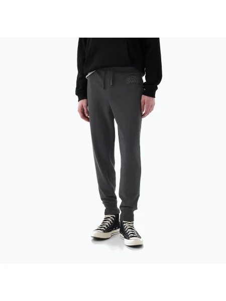 Мъжки панталони GAP Heritage French Terry Loggo Jogger charcoal heather grey сиво