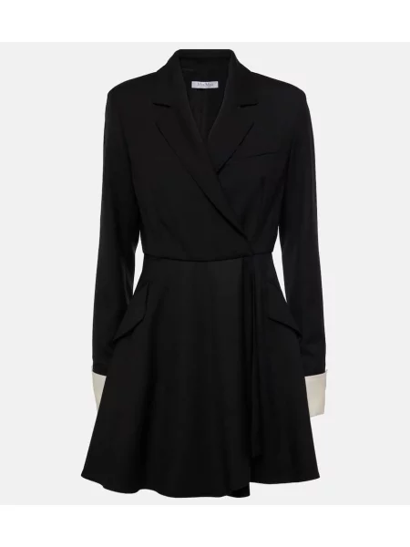 Sukienka koszulowa Max Mara wełniana garniturowa czarna