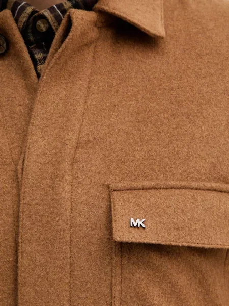 Шерстяная демисезонная куртка Michael Kors коричневая
