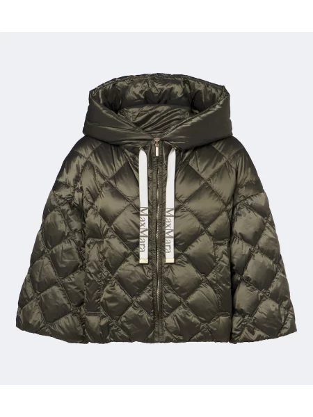 Decupat geacă cu puf Max Mara cu glugă verde
