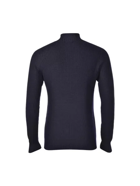 Lniany sweter z golfem Gran Sasso niebieski