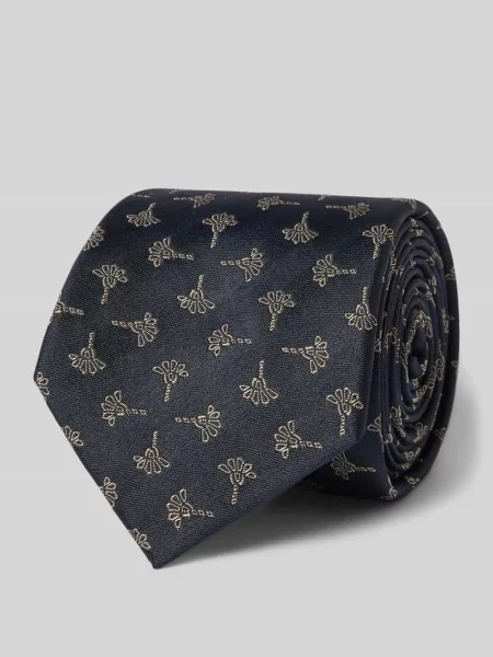 Krawat z jedwabiu we wzór na całej powierzchni Joop! Collection granatowy
