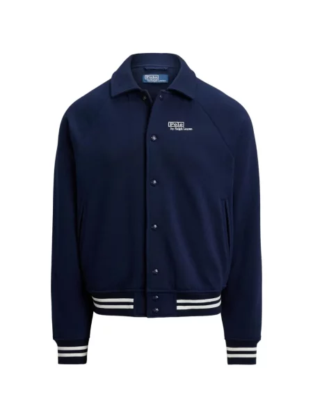 Geacă bomber Polo Ralph Lauren cu dungi cu autograf albastru