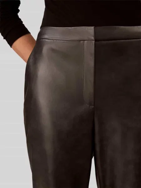 Spodnie z ekoskóry z bocznymi wpuszczanymi Calvin Klein Womenswear czarne