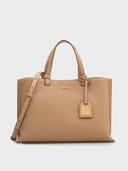 Шкіряна сумка Dkny бежева