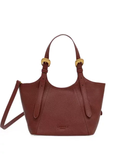 Geantă shopper Twinset din piele cu cataramă roșu