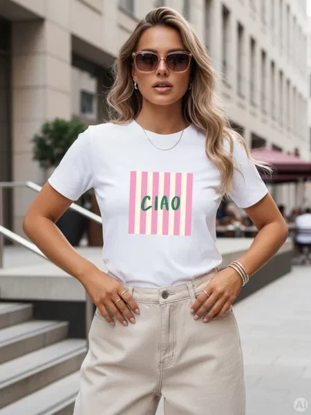 T-shirt z napisem CIAO Dstreet biały