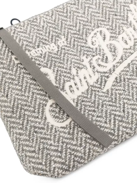 Geantă plic Mc2 Saint Barth de lână cu model herringbone gri